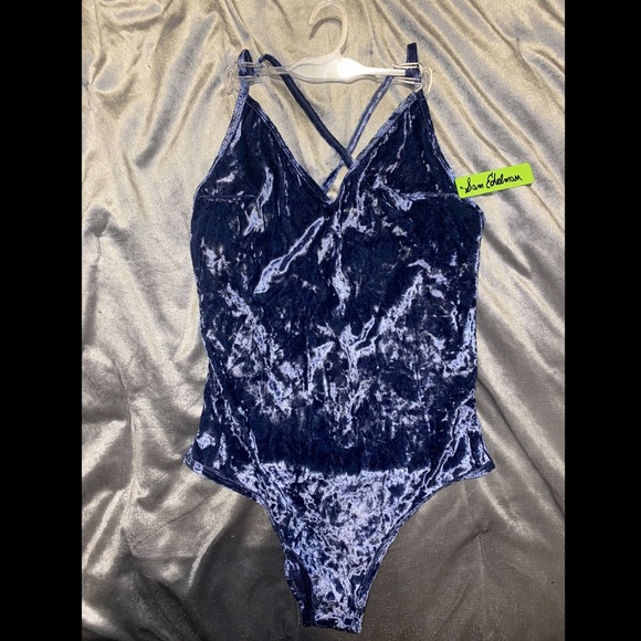Sam Edelman Satin Blue Bodysuit - Picture 3 of 4